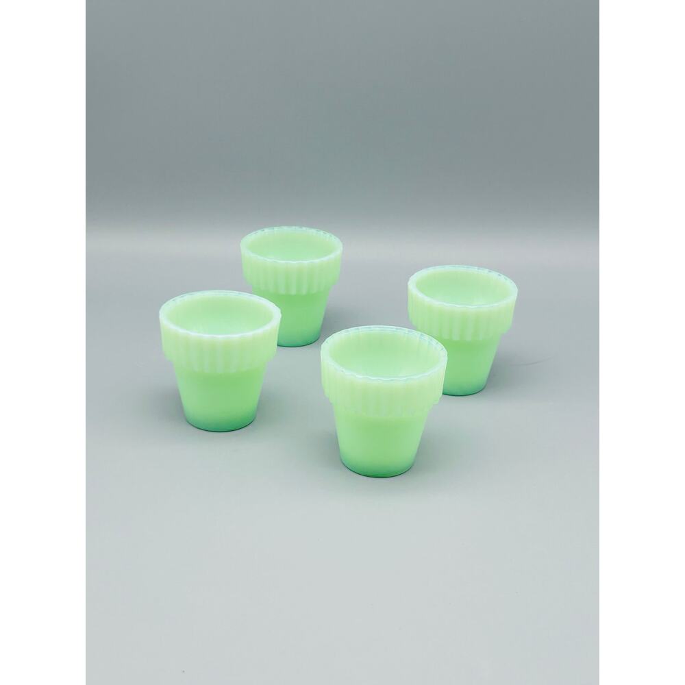 Vintage Martha Stewart By Mail Fenton Jadeite Small Flower Pots 4 Piece
